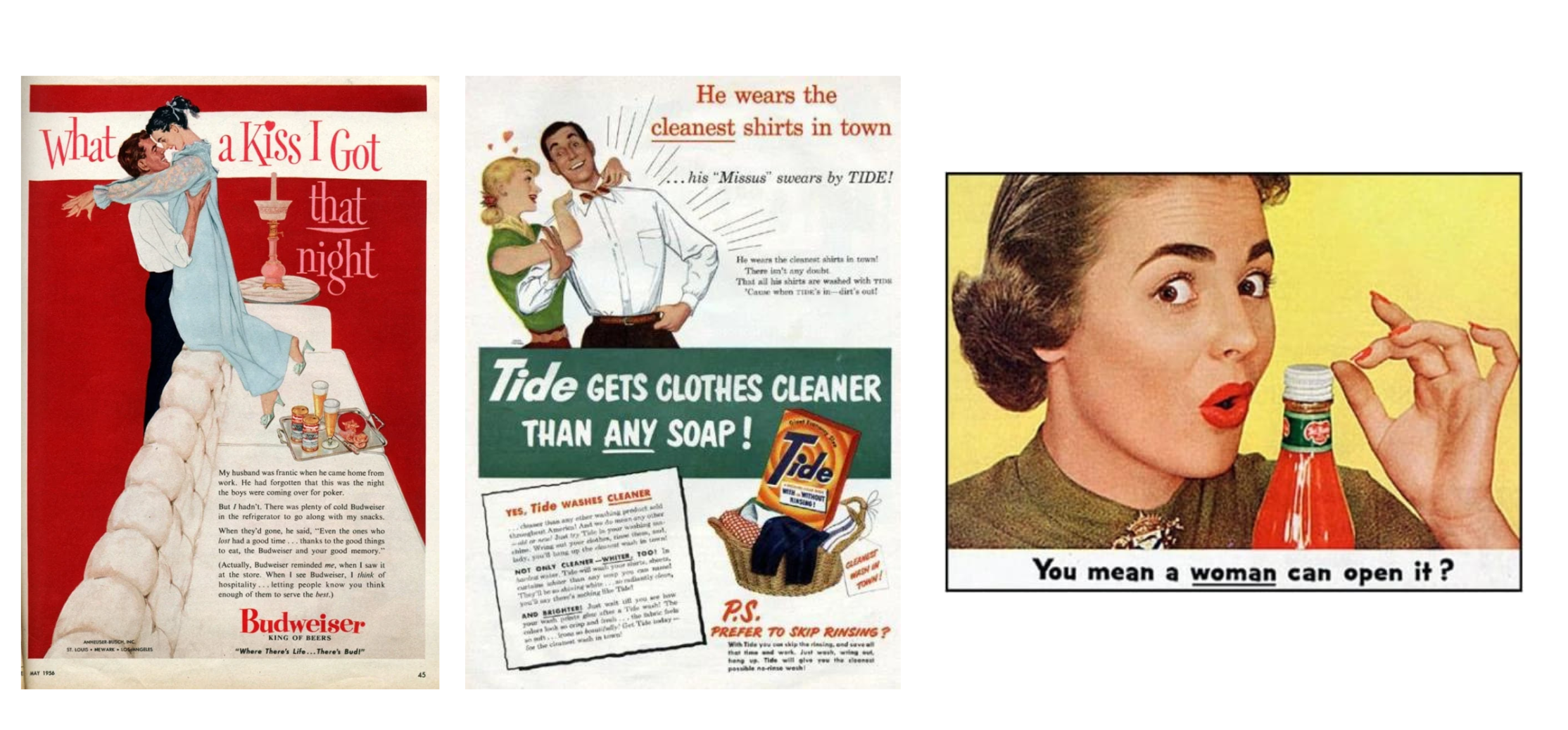 a collage of 1950s ads